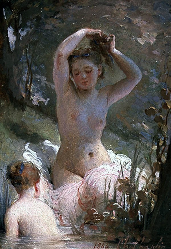 Charles Chaplin Two Girls Bathing